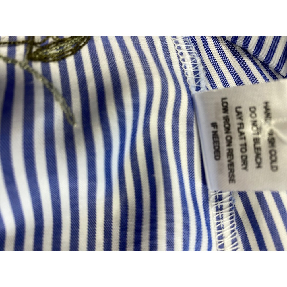 Haute Project LA Blue Stripe Floral Embroidered Tie Front Off Shoulder Top M - Picture 16 of 16